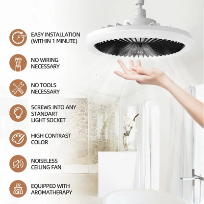 Modern Small Ceiling fan light E27 LED D25cm smart remote control bedroom fans lamp study kitchen Home decoration