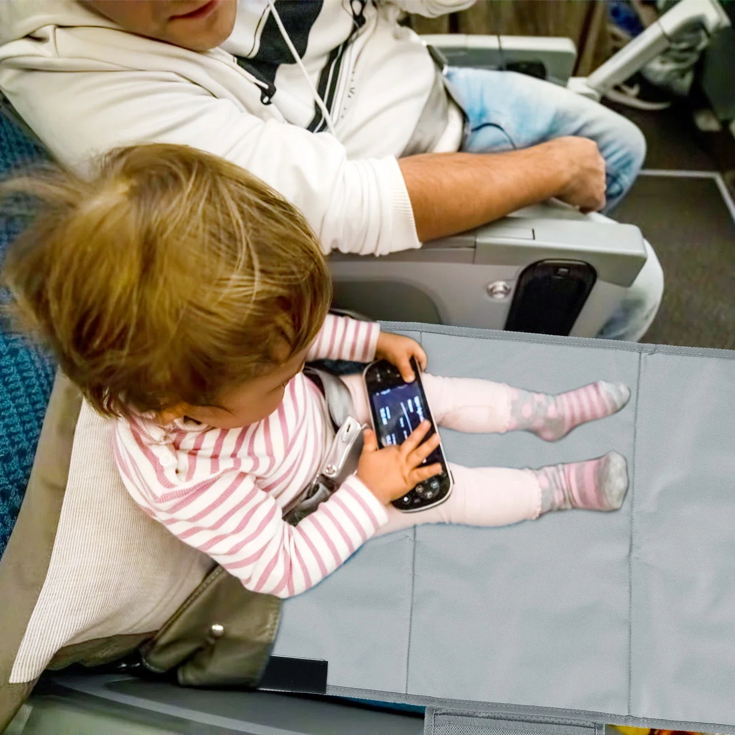 Kids Airplane Bed Breathable Children Airplane Seat Extender Portable Planes Foot Rest Travel Essentials Airplane Foot Hammock