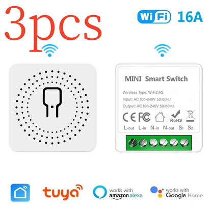 WiFi Mini Breaker DIY Smart Home Switch 2 Way Control Smart Switch Module Work With Alexa Google Home Alice