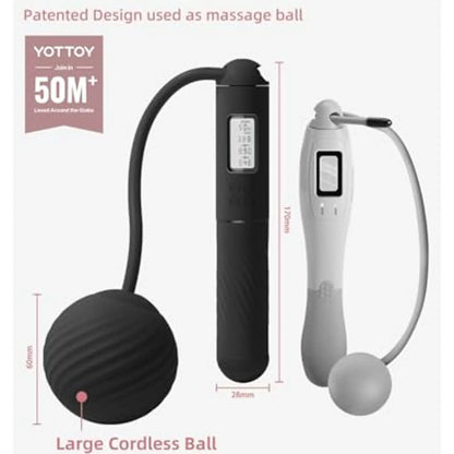 Cordless Jump Rope with Counter Weighted Ball Large LCD Display Skipping Rope for Women Adults Home Gym