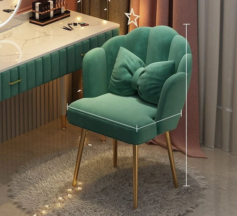 Female makeup chair, simple dressing stool, luxurious backrest, petal chair, dormitory computer chair, free pillow giveaway