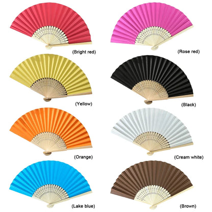 Hand Fan Bamboo Paper Fan Pocket Folding Fan Solid Color Guest Fans DIY Guest Gift for Wedding Birthday Summer Party