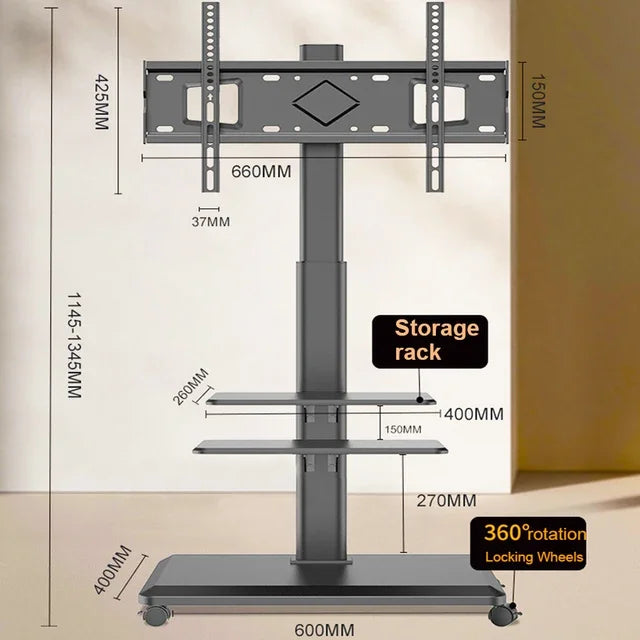 TV Mobile Stand Vertical TV Floor Brackets Trolley Stand Mobile TV Cart Floor Trolley For 26"-75" Television up to 99 lbs