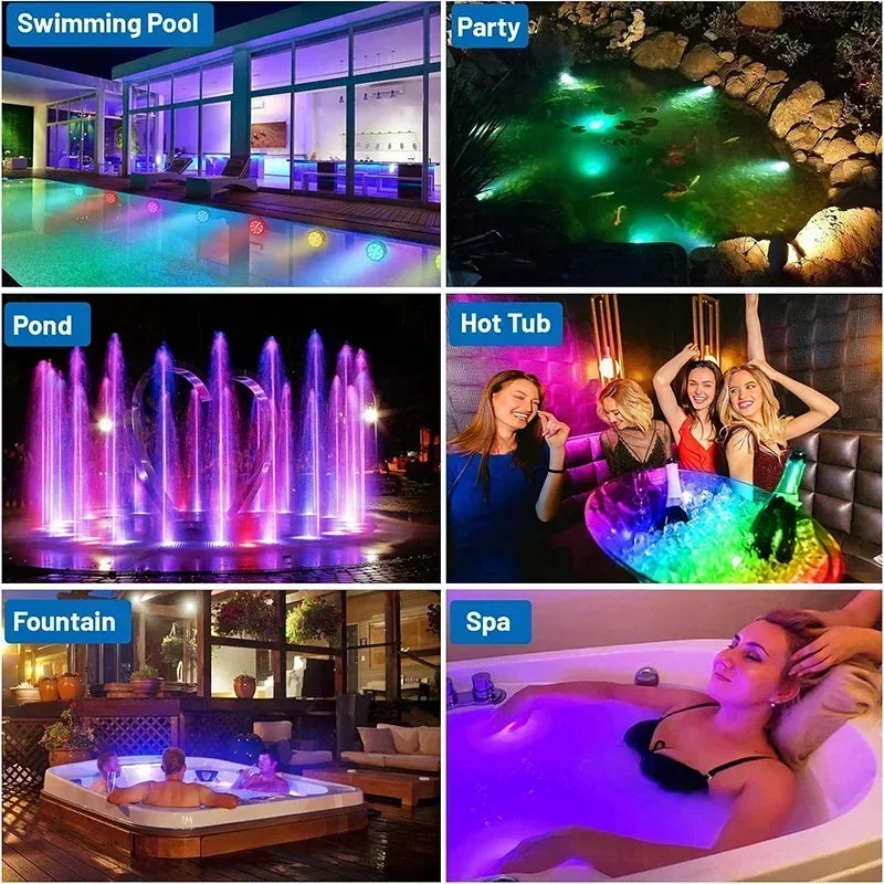 Submersible LED Light with Remote Pool Lights for Party Event Waterproof Tea Lamp for Vase Fishtank Wedding Halloween Christmas