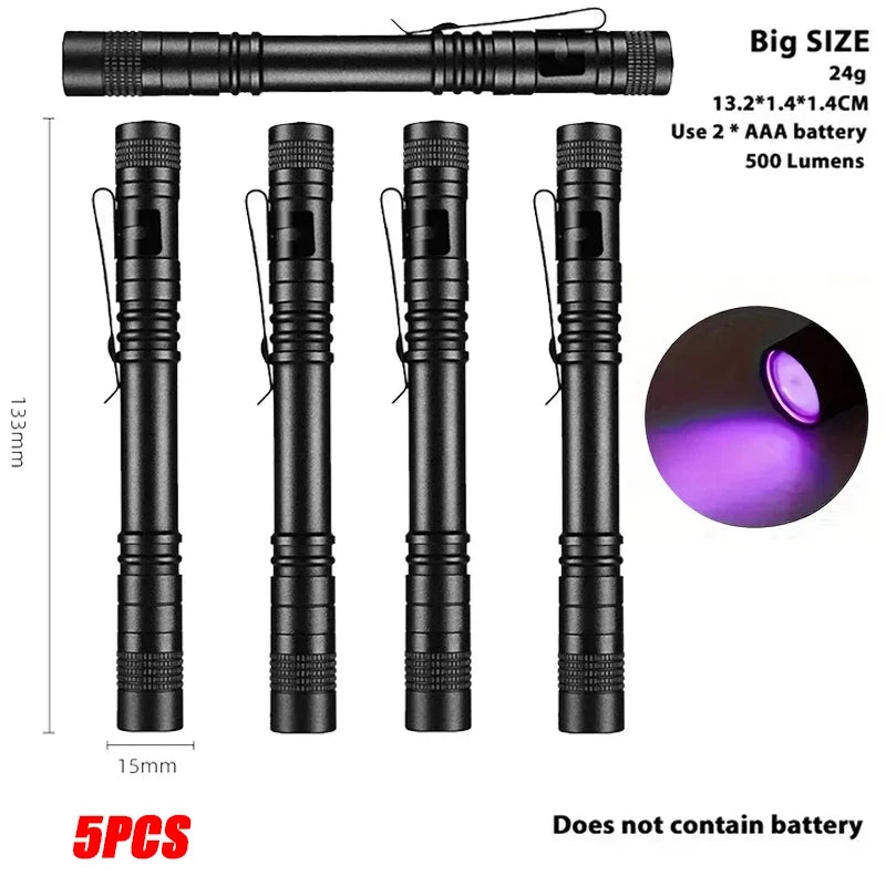 395nm UV Flashlight Ultraviolet Light,Pet Dog Cat Urine Detector Scorpion Finder,Portable UV Lamp w/ Pen Clip Use AAA Batteries
