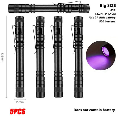 395nm UV Flashlight Ultraviolet Light,Pet Dog Cat Urine Detector Scorpion Finder,Portable UV Lamp w/ Pen Clip Use AAA Batteries
