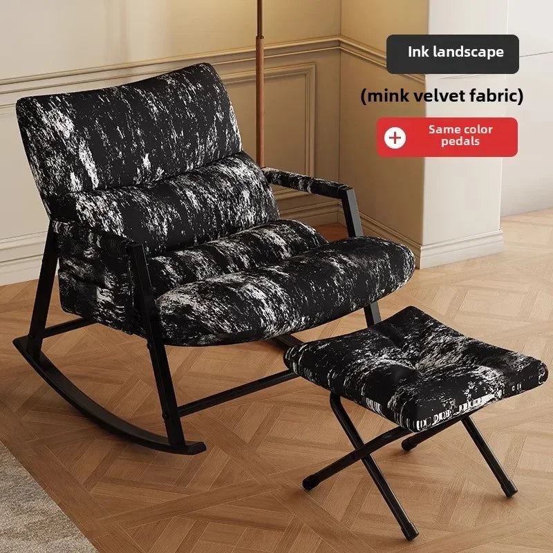Ink Rocking Chair Adult Reclining Chair Adult Sleeping Home Living Room Lazy Sofa Balcony Leisure Single Rocking Chair