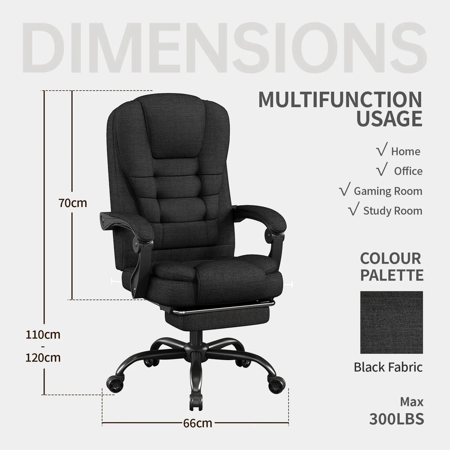 Ergonomic Executive Office Chair - High Back Chair with Headrest & Lumbar Support, Premium Home Office Chair - Adjustable Height