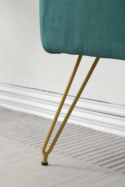 Modern Tufted Velvet Entryway Bench - Upholstered Long Shoe Bench with Gold Metal Legs for Hallway Bedroom End of Bed