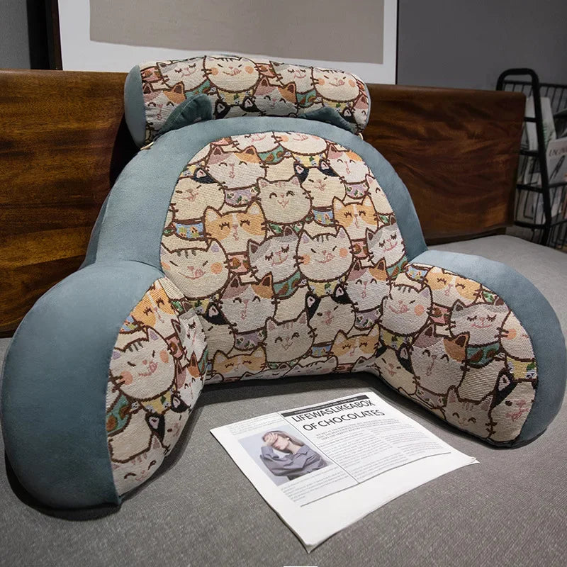 Retro Lumbar Support Large Cushion Bedside Reading Playing Sofa Cushion Home Bedroom Office Waist Protection Pillow Removable
