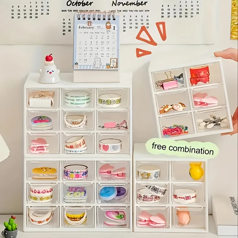 Dustproof Multi-Grid Desktop Drawer Organizer - Portable Storage Box for Jewelry, Cosmetics, Desk Drawer Organizer Box