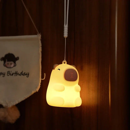 Capybara Cute Night Light, Squishy Lamp Xmas Gifts Toys, Rechargeable LED Dimmable Silicone Nightlight for Kids