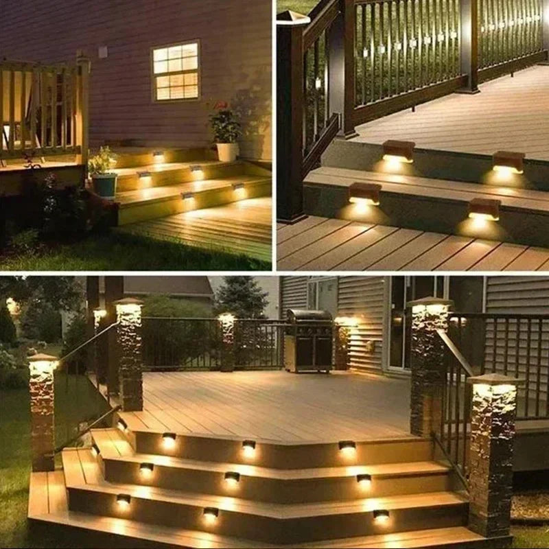 4/8/12Pack Solar Deck Lights, Auto On/Off Outdoor Waterproof Solar Step Wall Lights for Stairs Fence Yard Pathway Decoration