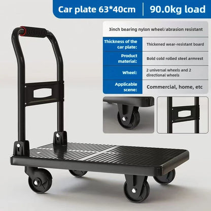 trolley pulling goods four-wheeled flatbed cart pushing goods truck folding trolley express trailer
