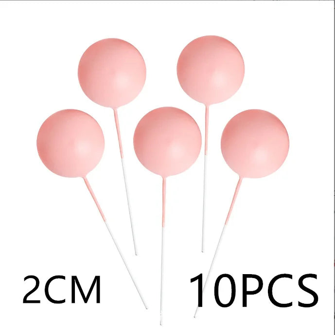 10 Pcs Colour Ball Happy Birthday Cake Topper 3CM Frosted Balls Kids Christmas Party Gift Cake Topper Wedding Dessert Decoration
