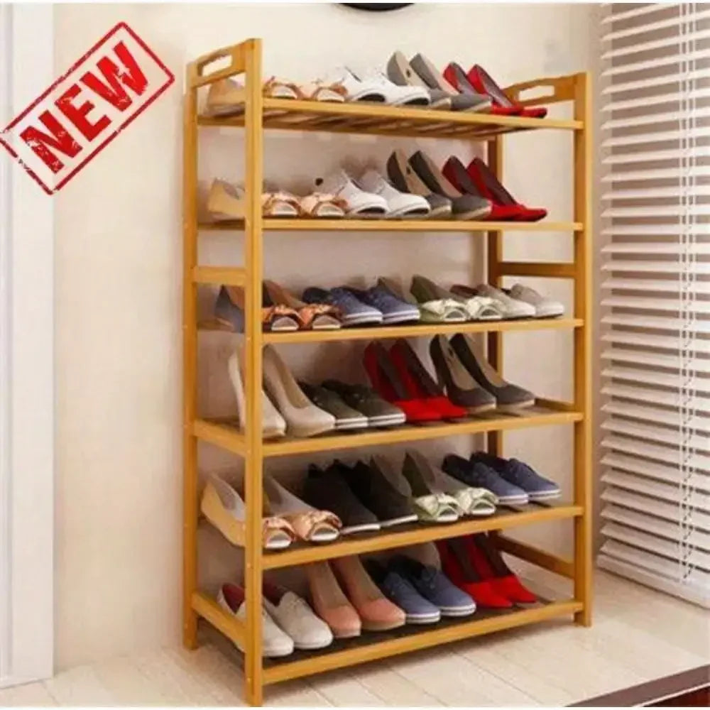 6 Tier Shoe Rack Entryway Shoe Shelf Holder Storage Organizer  Natural  Color