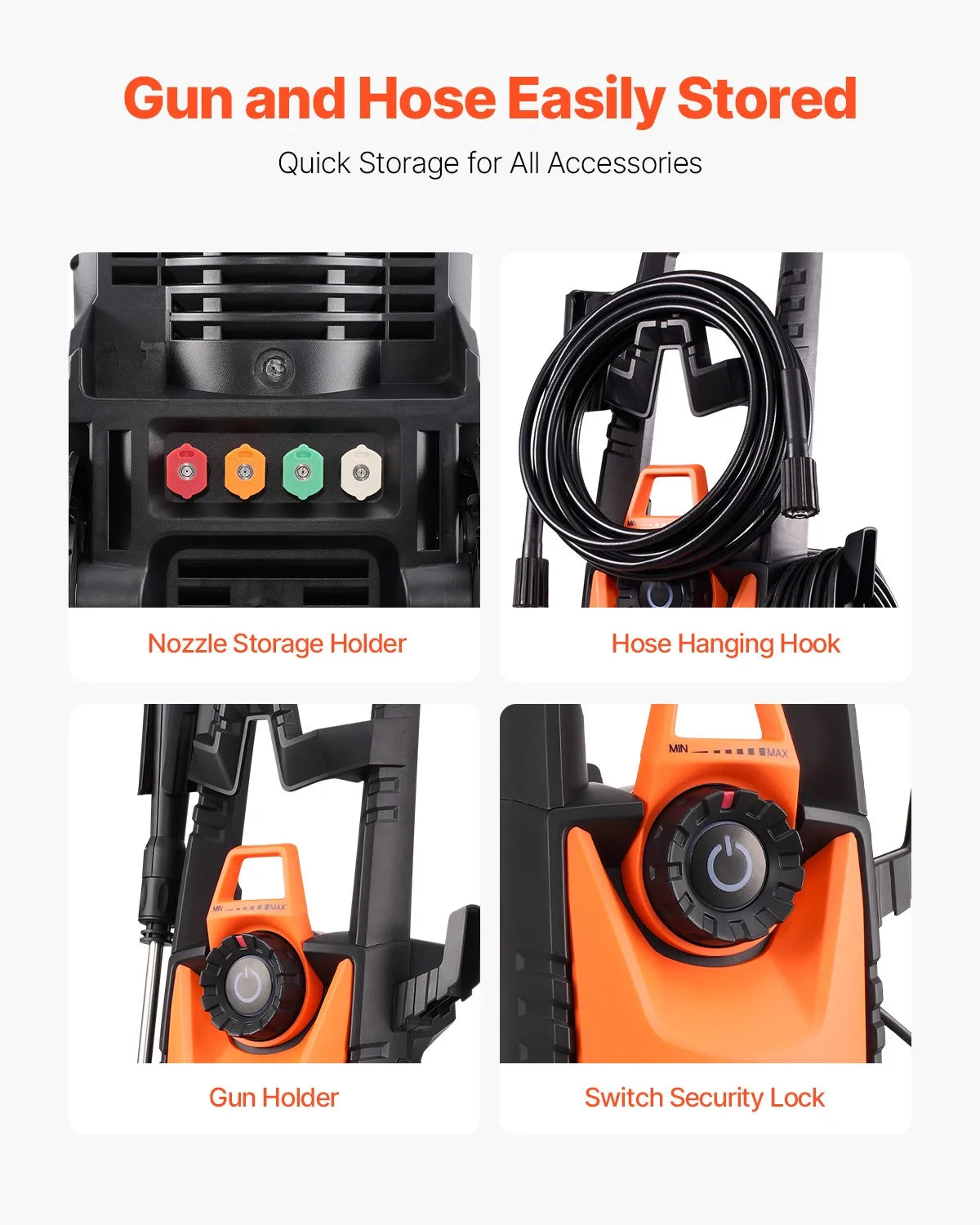 VEVOR Electric Pressure Washer Max 4500 PSI 3.2 GPM With Pressure Adjustment