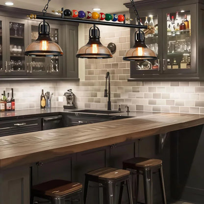Retro Billiard Pendant Lamp LED with 3 Glass Shades Adjustable chandelier Dining Table For Bar Indoor  Industrial Decor Lights