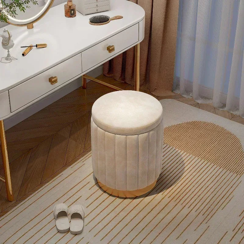 Makeup stool light luxury round stool chair bedroom Internet celebrity storage bench sofa stool dresser stool makeup chair small