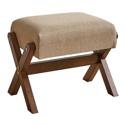 Solid Wood Footstool Soft Household Shoe Bench Doorway Stool Living Room Small Bench Sitting Stool for Bedside Dressing Room
