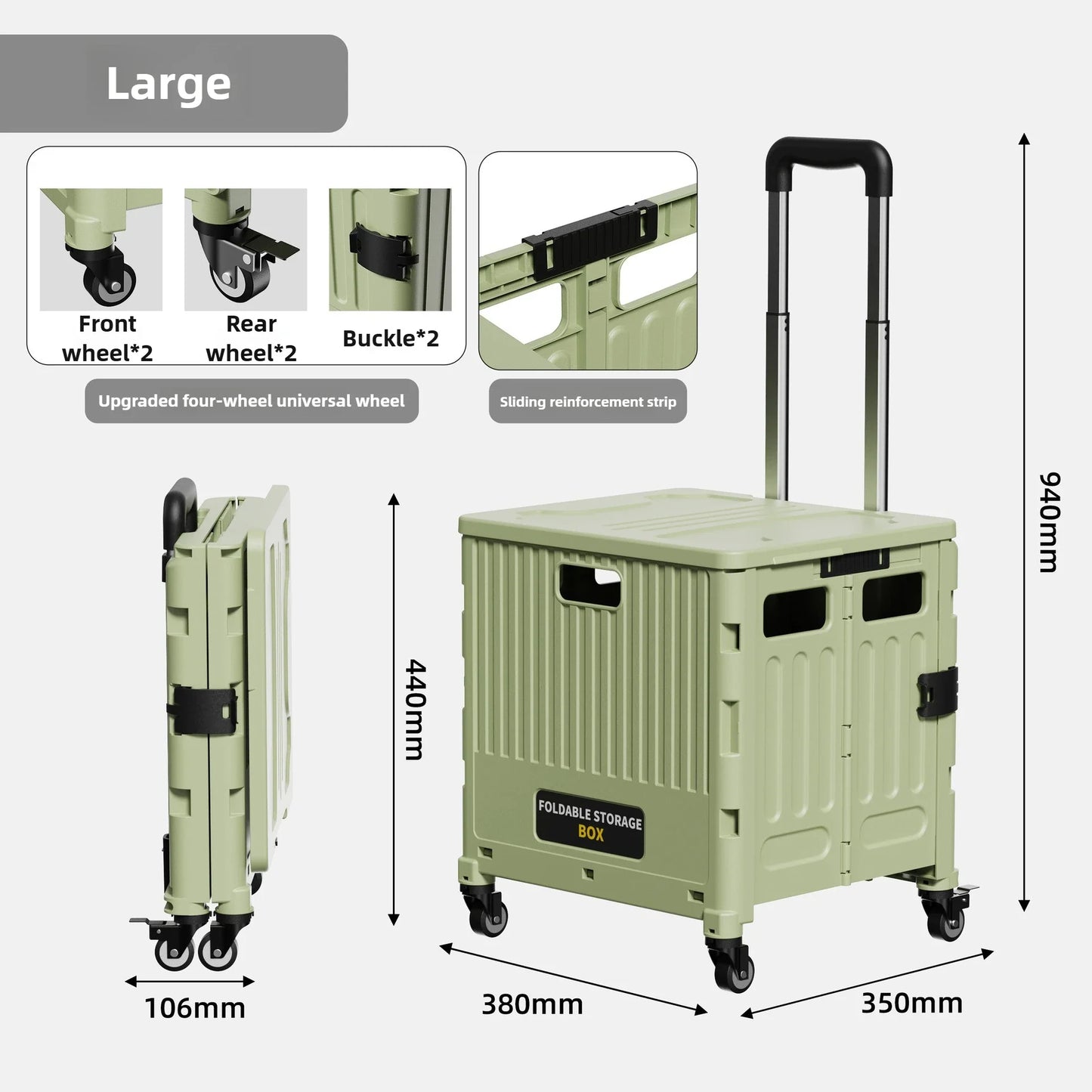 Household multi-functional shopping trolley, portable folding shopping trolley, trailer, camping, large-capacity storage box