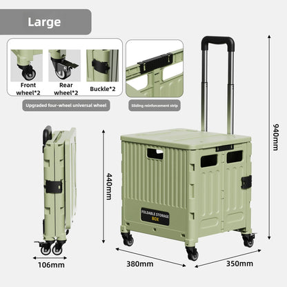 Household multi-functional shopping trolley, portable folding shopping trolley, trailer, camping, large-capacity storage box