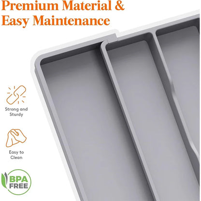 Expandable Utensil Organizer for Kitchen Drawers Large Silverware Drawer Organizer Divider Adjustable Cooking Utensil Tray
