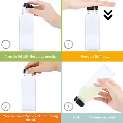 500ML Juice Bottles with Caps Clear Empty Reusable Bottles with Brush Funnel and Labels for Smoothies and Other Beverages YY177