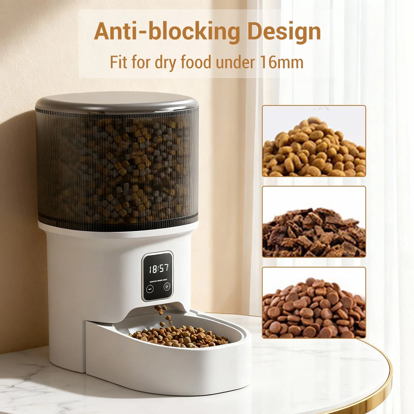 4L Automatic Cat Feeder with Timer Portion Control 1-6 Meals Per Day Button Control for Cats & Small Dogs Supplies