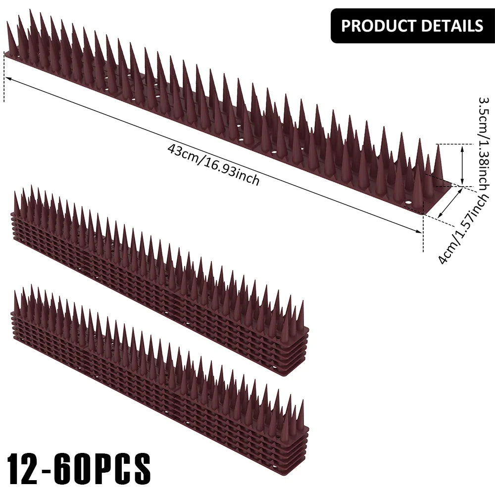 12-60Pcs Anti Climb Bird Spikes Fence Wall Spikes Stop Birds and Cats Sitting on Fence Cat Repellent Spike for Deterrent Burglar