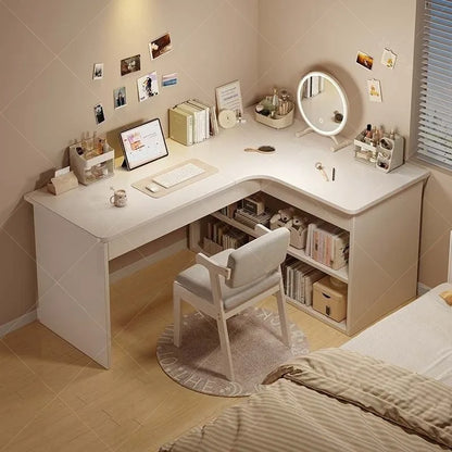 Computer desk Desktop Home bedroom Bookshelf Integrated student learning to write Corner Multifunctional office desk
