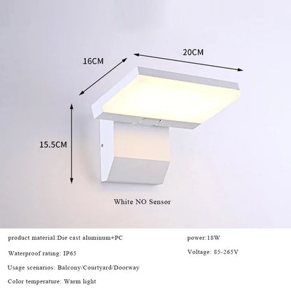 IP65 Waterproof Sensor Wall Lamp LED Outdoor Wall Light Adjustable Angle wall Lights  Aluminum Alloy Entrance Corridor Balcony
