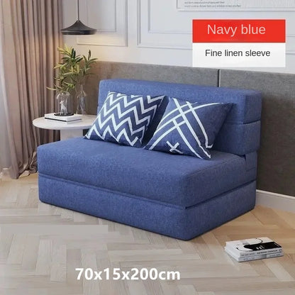 Folding sofa bed dual-purpose small apartment living room bedroom tatami rental house lazy sofa accompanying bed anti-fall pad