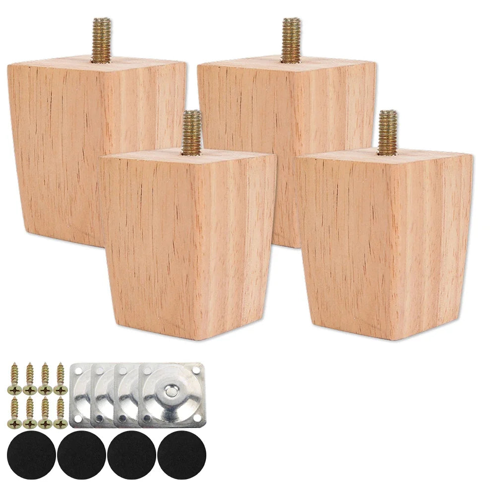 4Pcs Square Furniture Legs 6/10/15cm Solid Wood Furniture Feets Bed Sofa Table Legs Chair Replacement Feet For Couch Cabinet