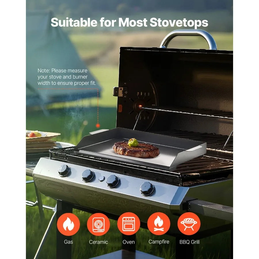 Carbon Steel Griddle 22x16 inch Universal Flat Top Rectangular Plate Gas Grill Griddle for BBQ Grill Teppanyaki Portable Family