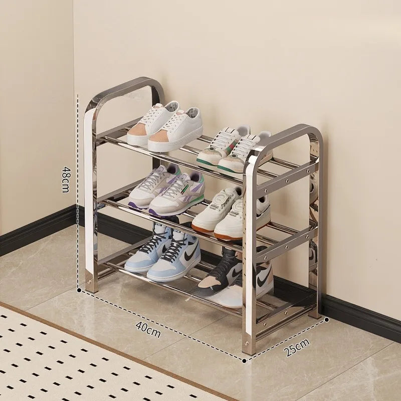 Thickened stainless steel shoe rack, family corridor, student dormitory, rental room, shoe cabinet