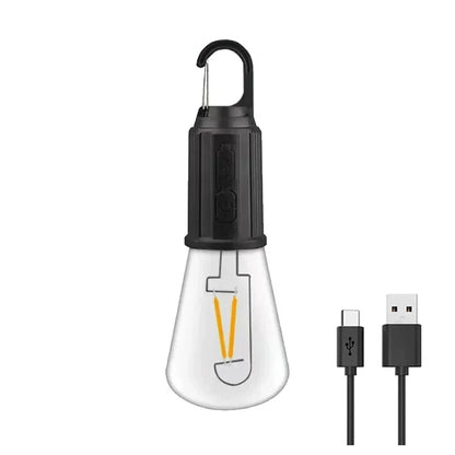 LED Solar Camping Lights USB Rechargeable Bulbs Lamp Dimmable with Hooks Vintage Light for Hiking Tent Lantern Outdoor Lighting