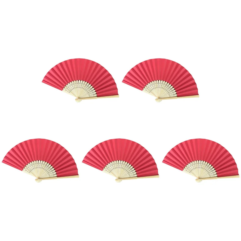 Hand Fan Bamboo Paper Fan Pocket Folding Fan Solid Color Guest Fans DIY Guest Gift for Wedding Birthday Summer Party