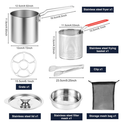 Deep Frying Pot Stainless Steel Fryer Pan Fry Pot with Basket and Lid Food Grade Deep Fryer Chicken Fried Chicken Cooking Tools