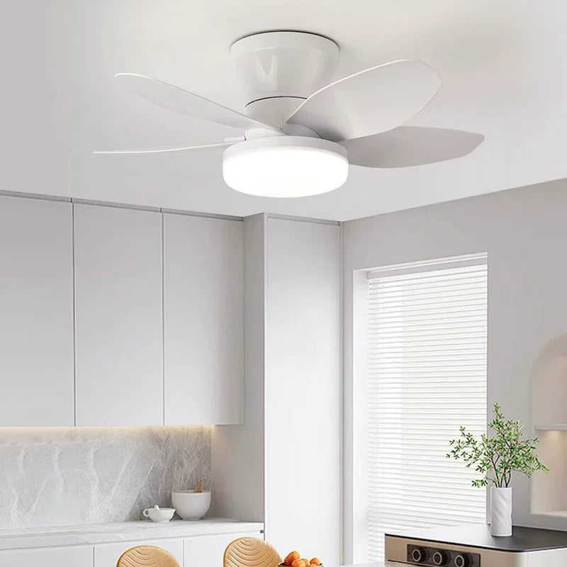25 inch Ceiling Fans with Lights and Remote,Flush Mount Ceiling Fan,Reversible Quiet DC Motor Low Profile Ceiling Fans For Livin