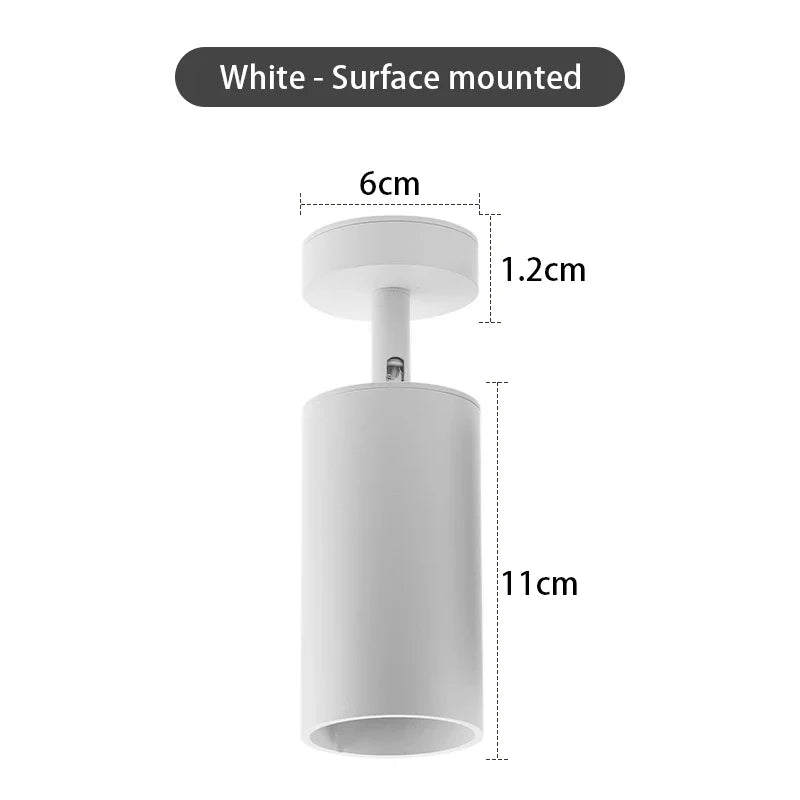 Surface Mounted 360° Rotatable White Black Gold Copper LED Ceiling Track Downlight 6W GU10 Bulb Replaceable Wall Spot Light