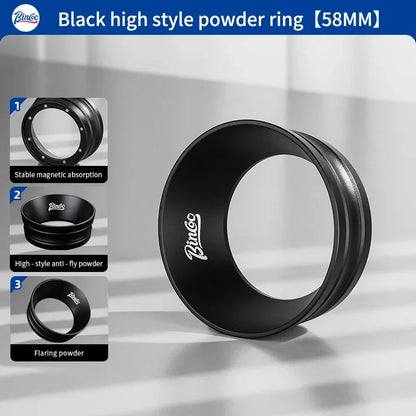 Bincoo Universal Portafilter Dosing Ring, 3.2cm Anti-Spill Aluminum Funnel with Strong Magnets Fits 51mm and 58mm Coffee Handles