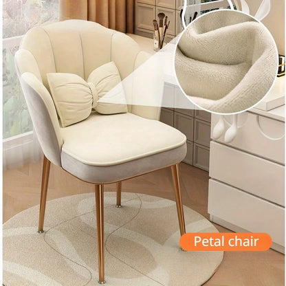 1pc Makeup chair with Petal Shaped Backrest, Casual Chair for Bedroom Study Room Living Room & Dormitory