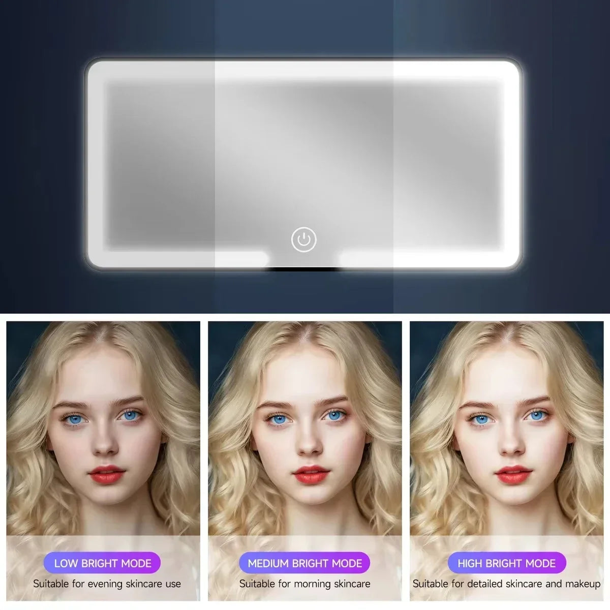 Car Interior Mirrors Sun Visor Plate LED HD Makeup Mirror for Girls Women Rechargeable Fill Light Universal Thin Vanity Mirror