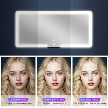 Car Interior Mirrors Sun Visor Plate LED HD Makeup Mirror for Girls Women Rechargeable Fill Light Universal Thin Vanity Mirror