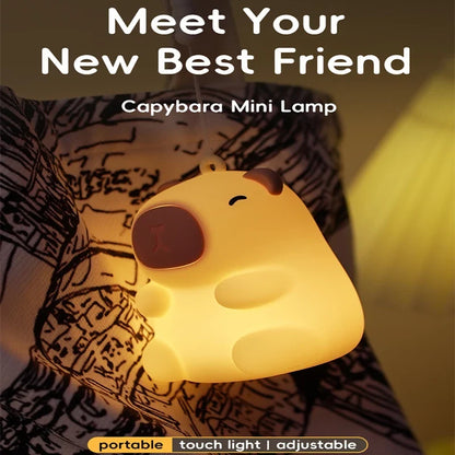 Capybara Cute Night Light, Squishy Lamp Xmas Gifts Toys, Rechargeable LED Dimmable Silicone Nightlight for Kids