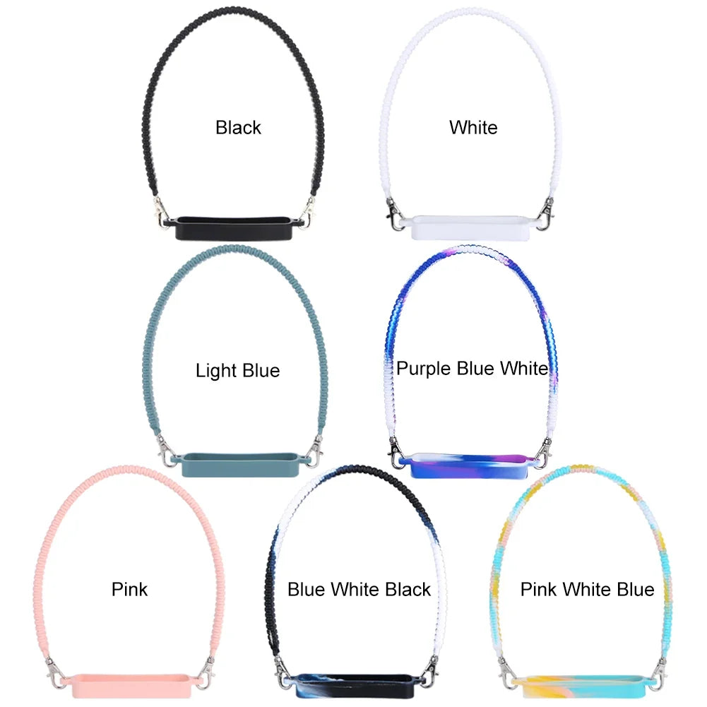 Soft Silicone Water Bottle Handle Silicone Portable Thermo Bottle Sling Carrier Holder With Strap for  Stanley Cup Accessories