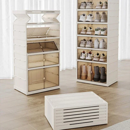 Household Goods Home Dust-proof  No Installation Foldable Transparent Folding Shoe Box, Large Capacity Shoe Storage Box