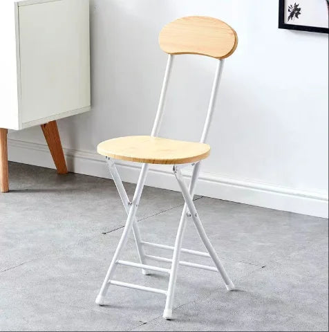 1pc Classic Style Folding Chair with Oval Seat Portable, No Assembly Needed, Durable Metal Frame Hardwood Construction for Home
