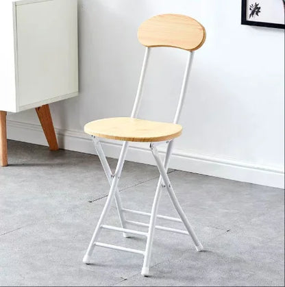 1pc Classic Style Folding Chair with Oval Seat Portable, No Assembly Needed, Durable Metal Frame Hardwood Construction for Home